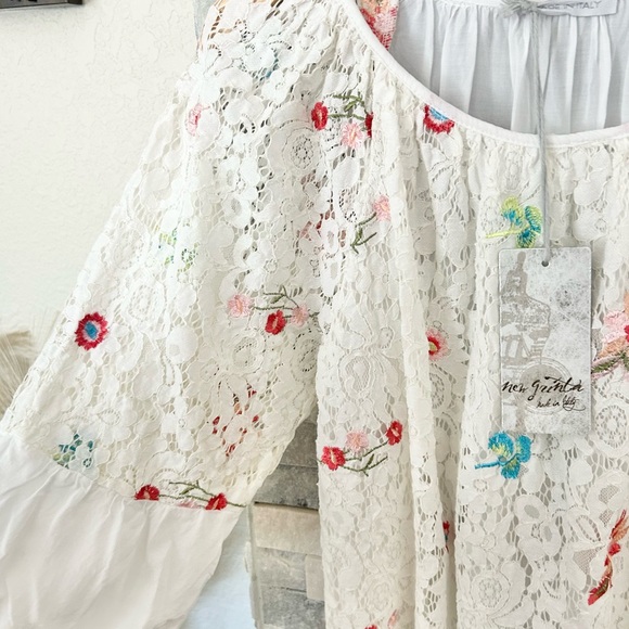 New grinta lace embroidered floral tunic womens size medium - Picture 3 of 12